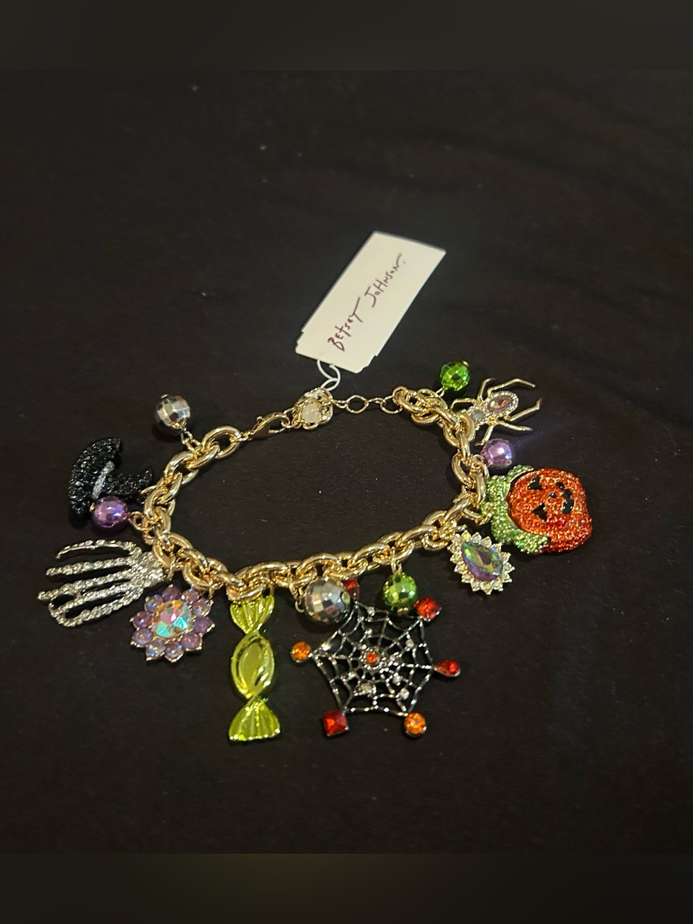 Betsey Johnson Halloween Crystal Charm Bracelet - Orange, Green, Black